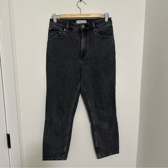 Abercrombie & Fitch The Mom High Rise Jeans Gray Black Wash Size 27 Short Women - Picture 2 of 9